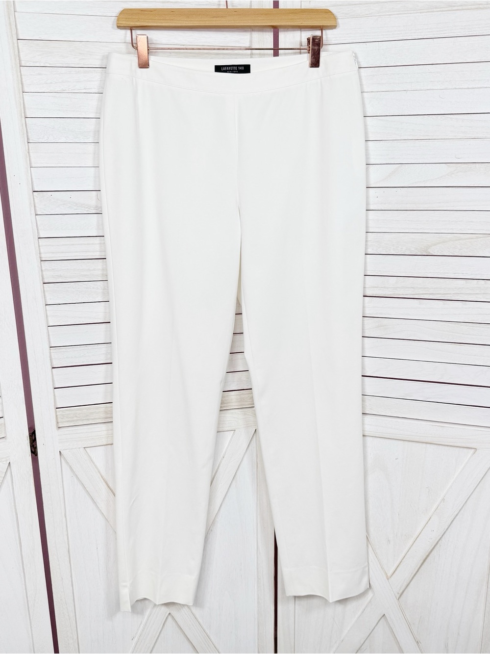 Lafayette 148 New York‎ Bleecker Straight Leg Pants White 8